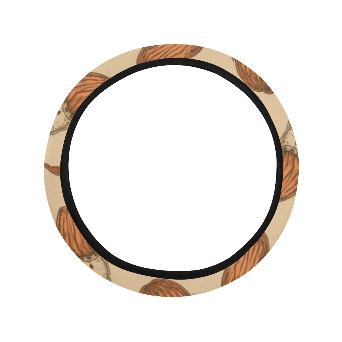 Almond Pattern Print Design 04 Steering Wheel Cover with Elastic Edge