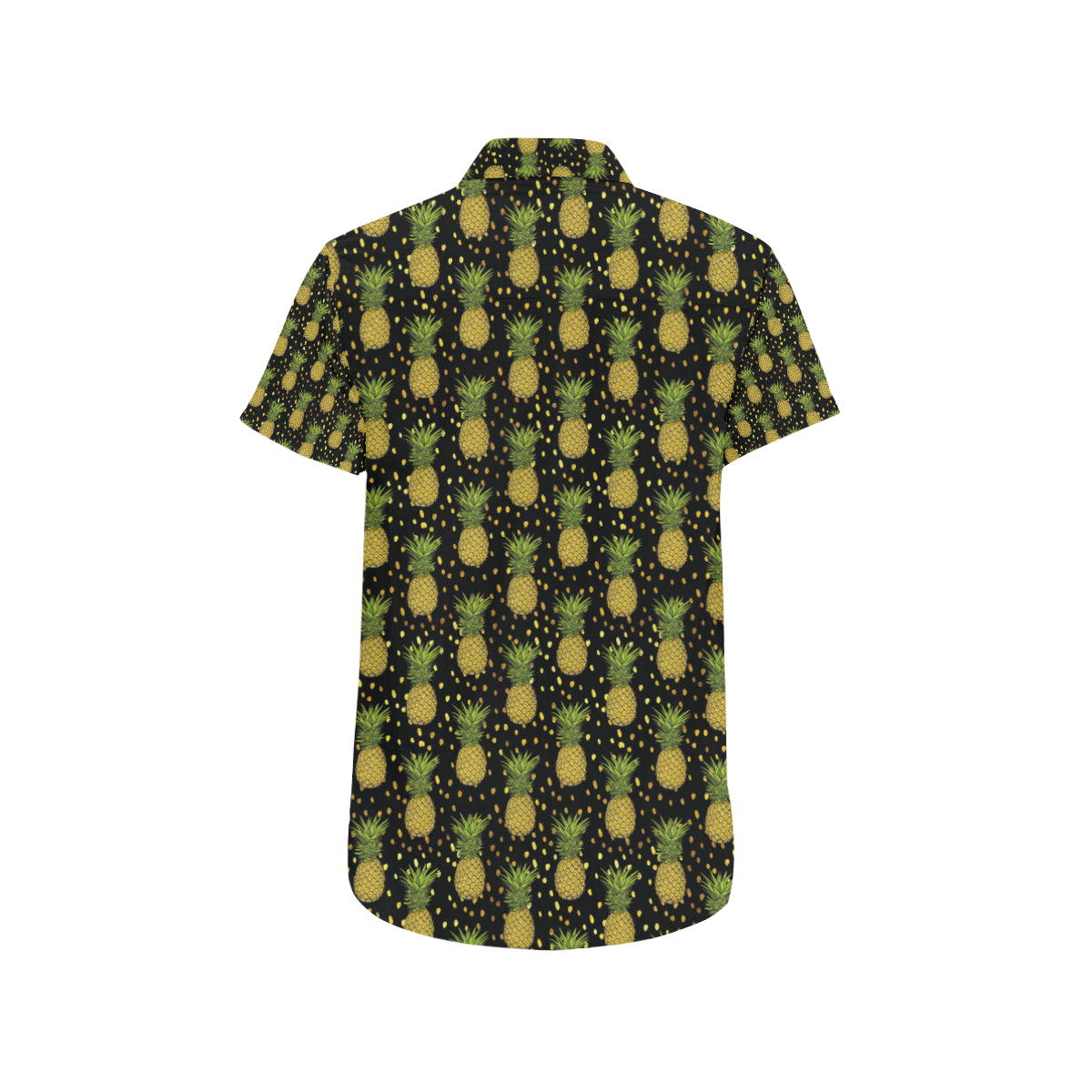 Pineapple Gold Dot Themed Print Men's Short Sleeve Button Up Shirt