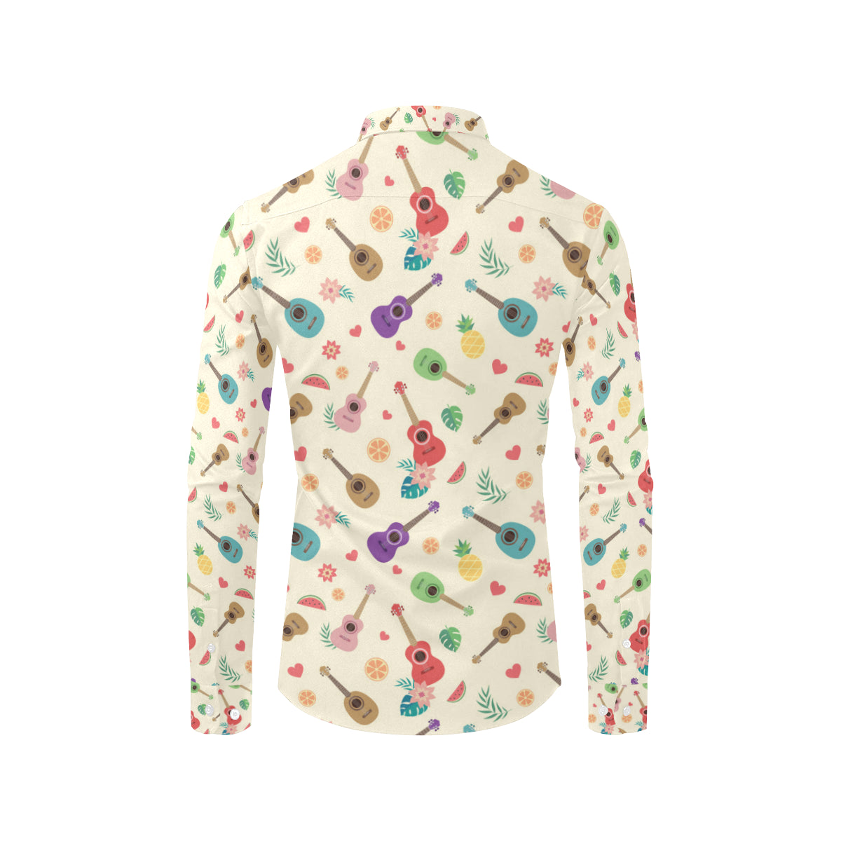 Ukulele Pattern Print Design 01 Men's Long Sleeve Shirt