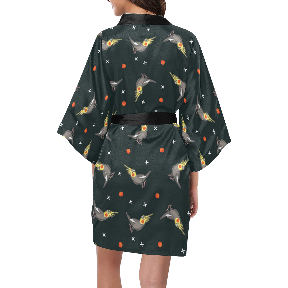 Cockatiel Pattern Print Design 02 Women's Short Kimono