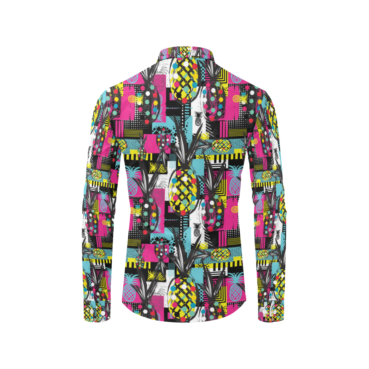 Pop Art Pineapple Pattern Print Design A02 Men's Long Sleeve Shirt