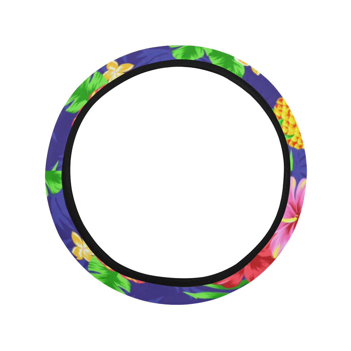 Hawaiian Themed Pattern Print Design H05 Steering Wheel Cover with Elastic Edge