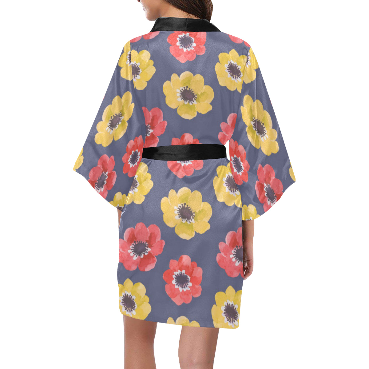 Anemone Pattern Print Design AM010 Women's Short Kimono
