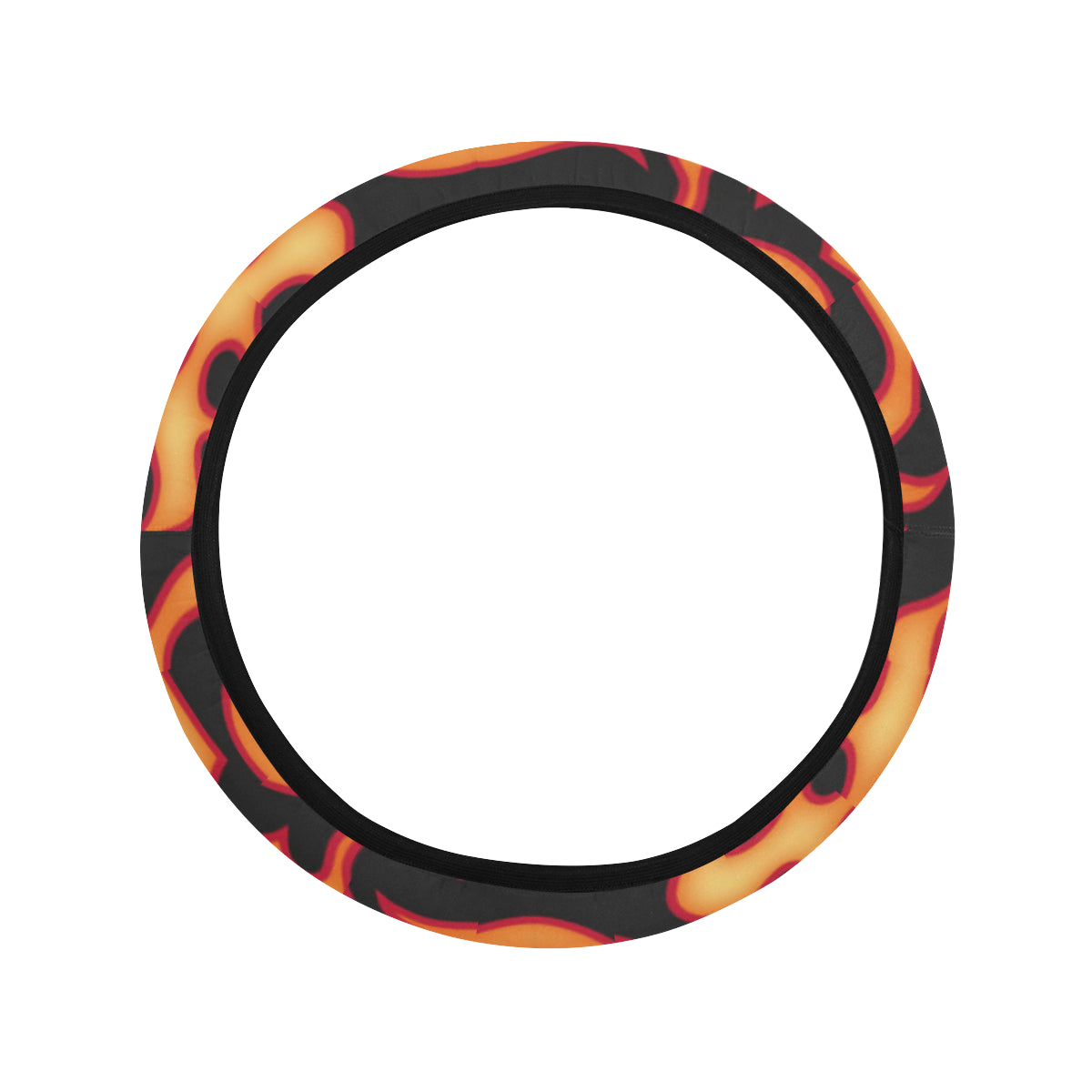 Flame Fire Themed Print Steering Wheel Cover with Elastic Edge