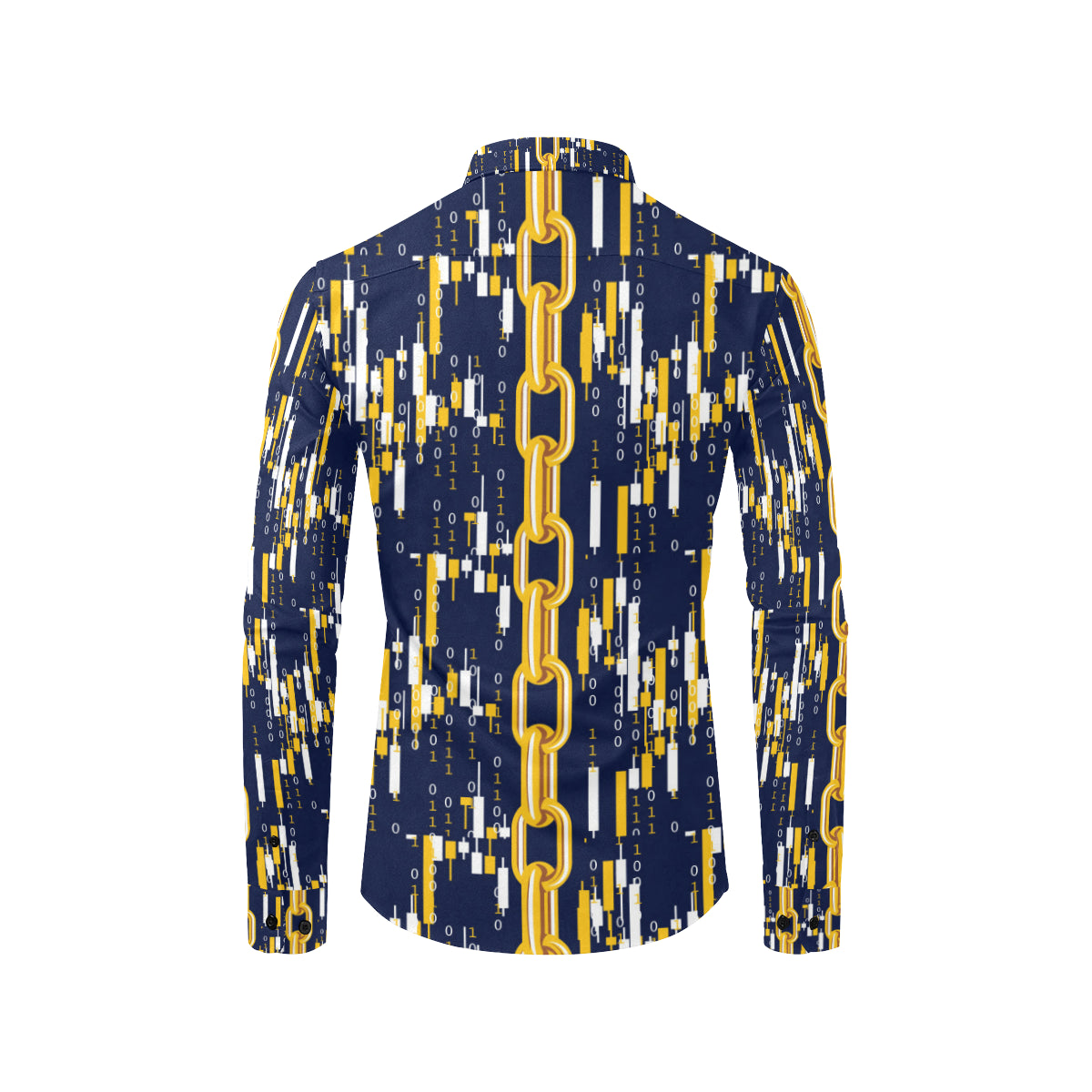 Cryptocurrency Chain Pattern Print Design 03 Men's Long Sleeve Shirt