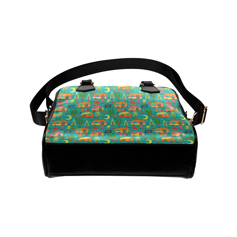 Camping Camper Pattern Print Design 05 Shoulder Handbag