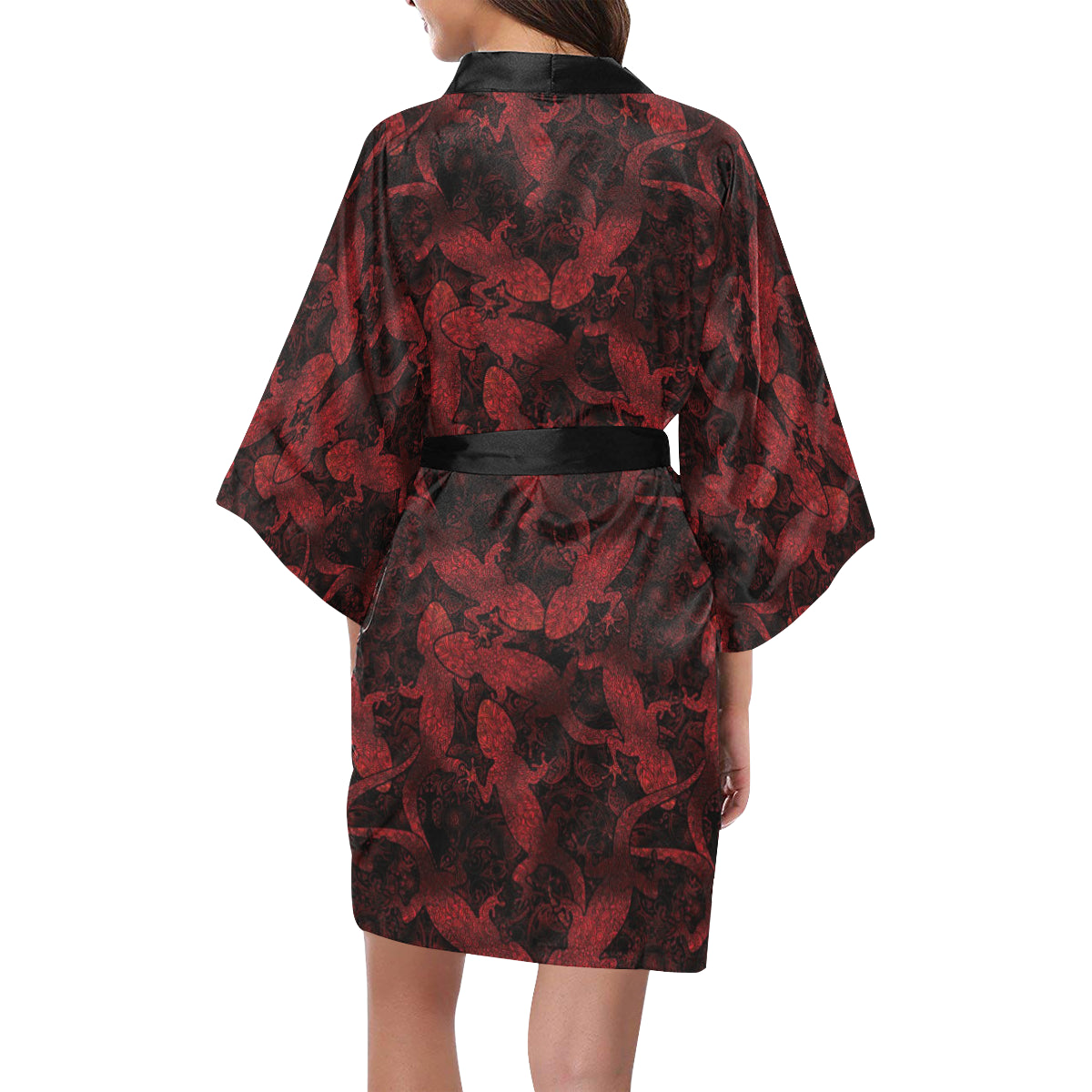 Gecko Pattern Print Design 04 Women's Short Kimono