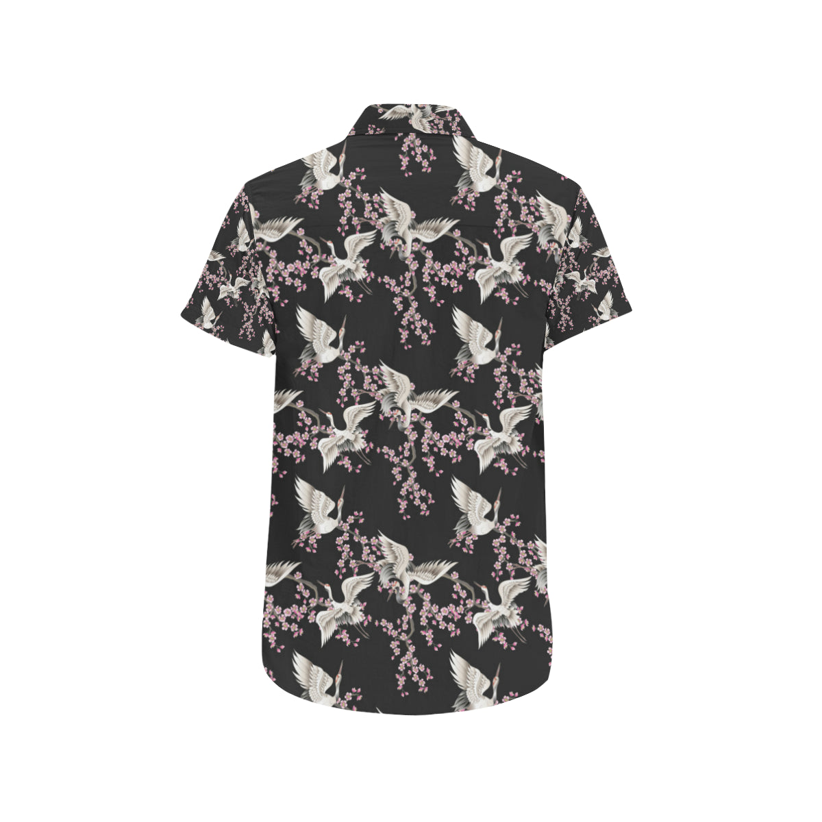 Crane Pattern Print Design 01 Men's Short Sleeve Button Up Shirt