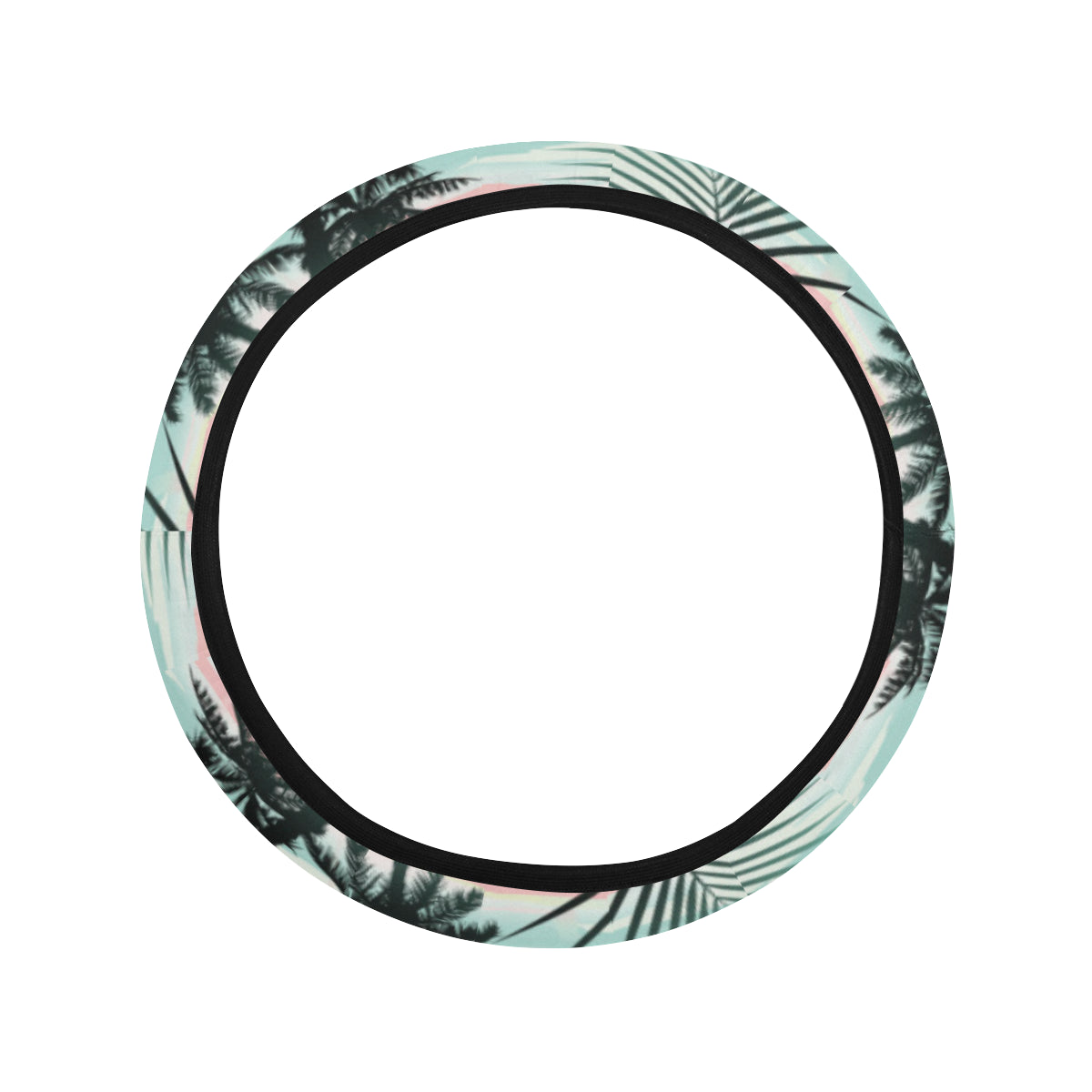 Palm Tree Pattern Print Design A03 Steering Wheel Cover with Elastic Edge