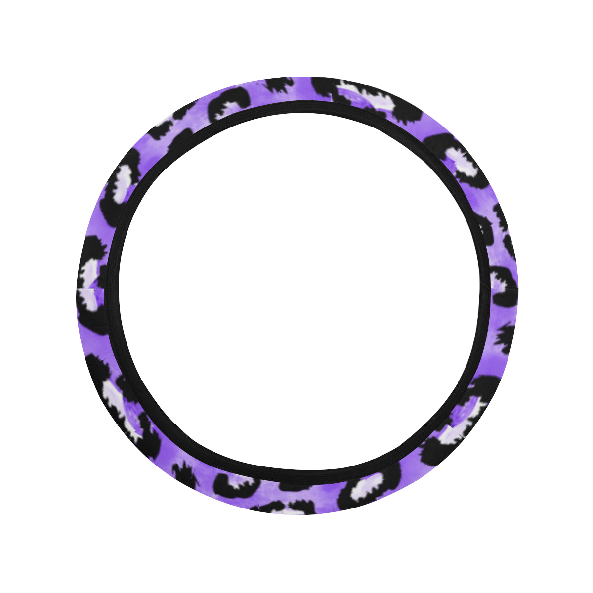 Leopard Purple Skin Print Steering Wheel Cover with Elastic Edge