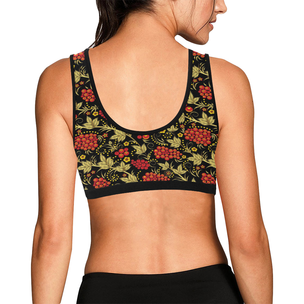 Cranberry Pattern Print Design CB02 Sports Bra