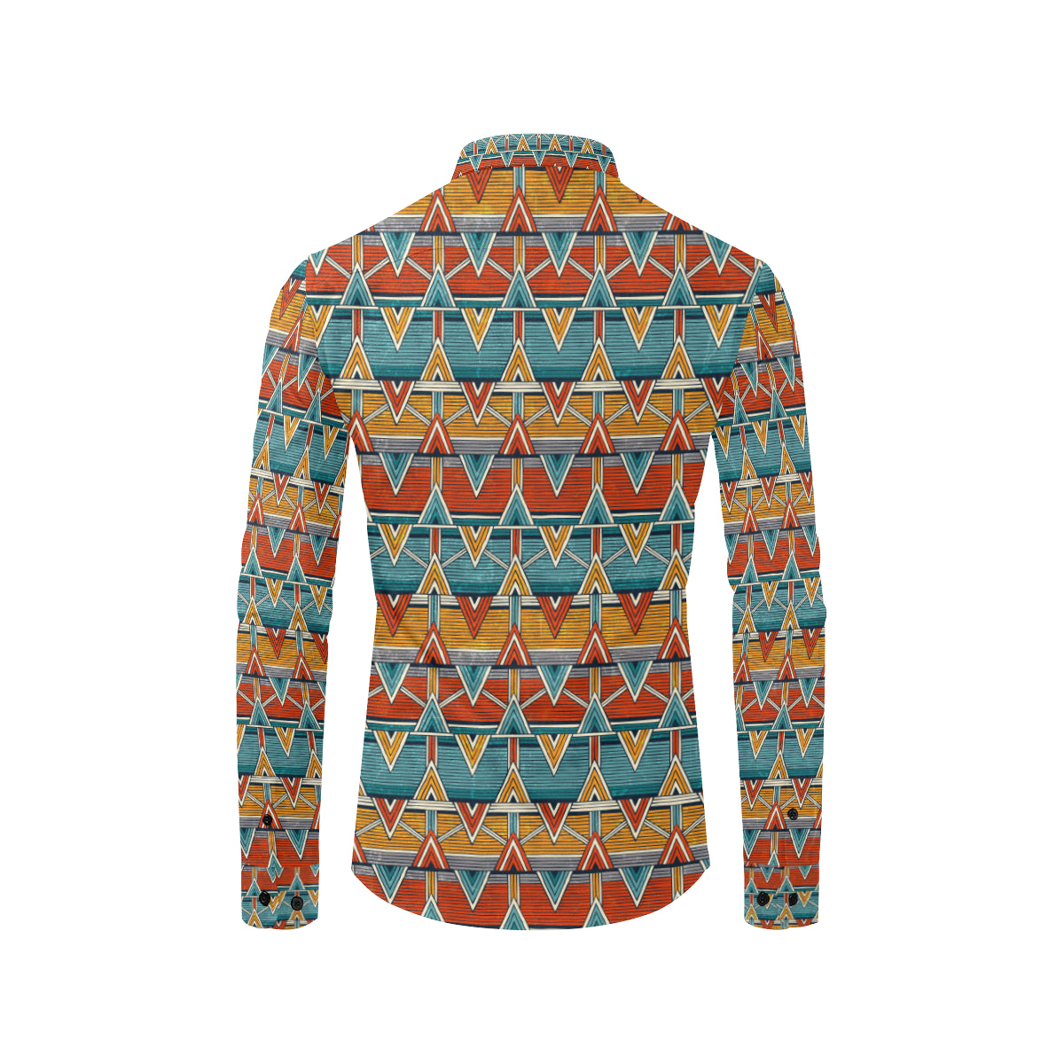 Kente Print African Design Themed Men's Long Sleeve Shirt