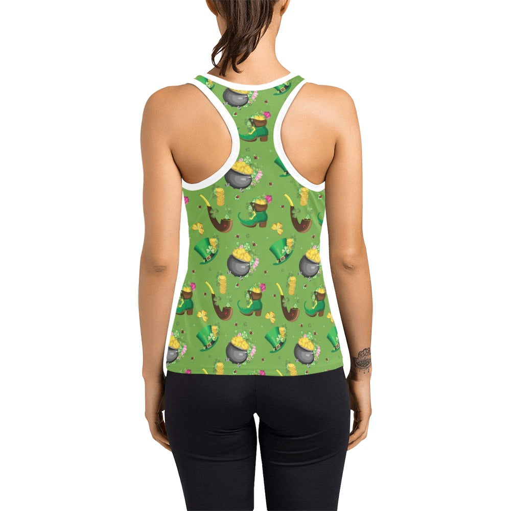 Shamrock Saint Patrick's Day Print Design LKS306 Women's Racerback Tank Top