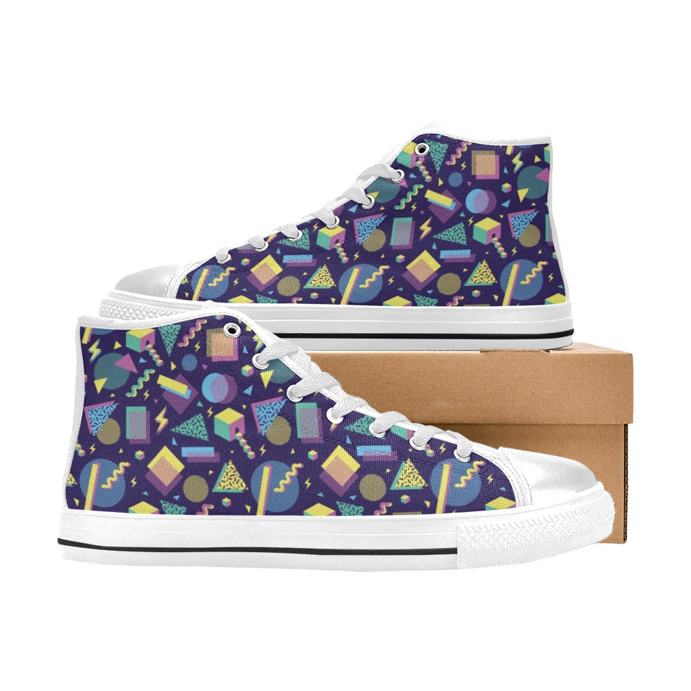 Geometric Print Design LKS401 High Top Women's White Shoes