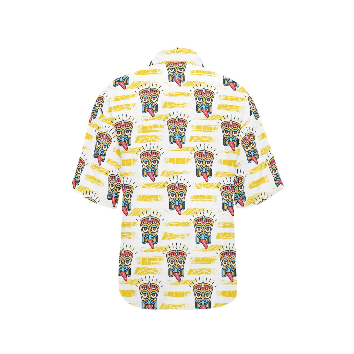Tiki Smile Mask Print Pattern Women's Hawaiian Shirt