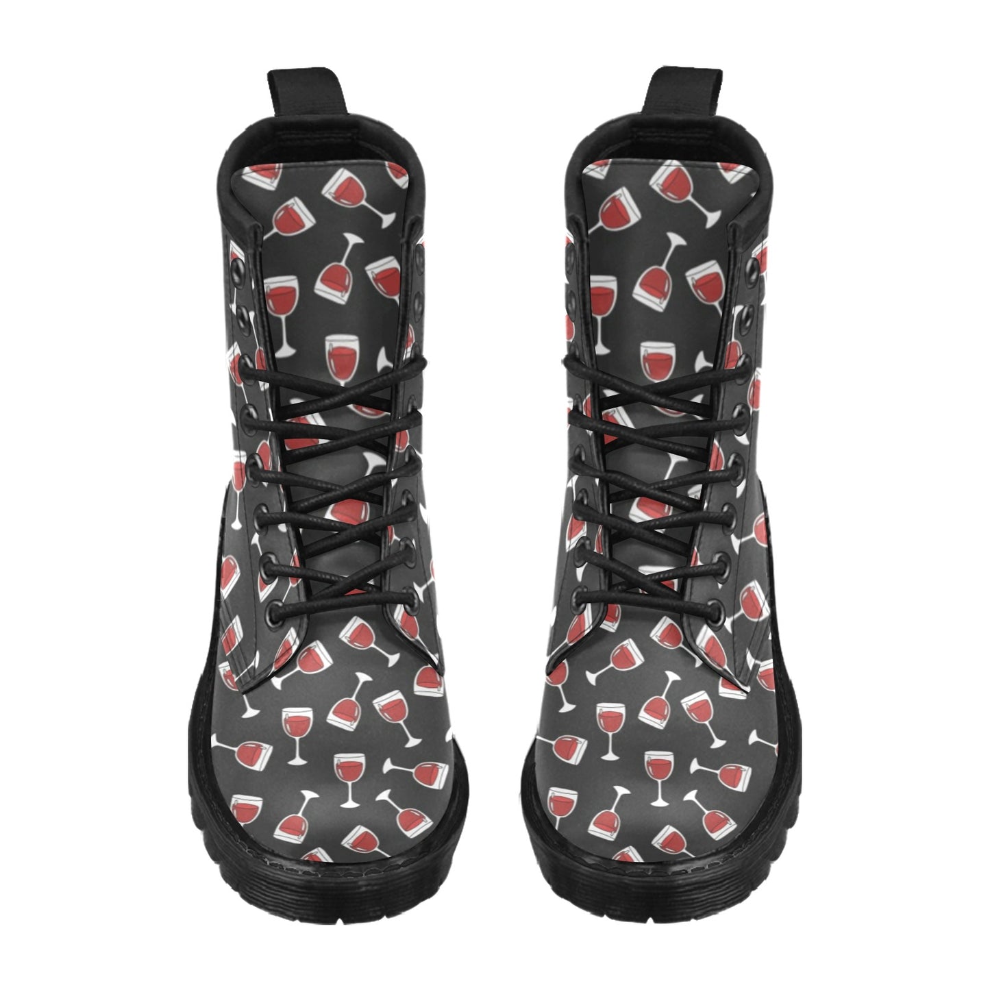 Wine Glass Print Design LKS303 Women's Boots