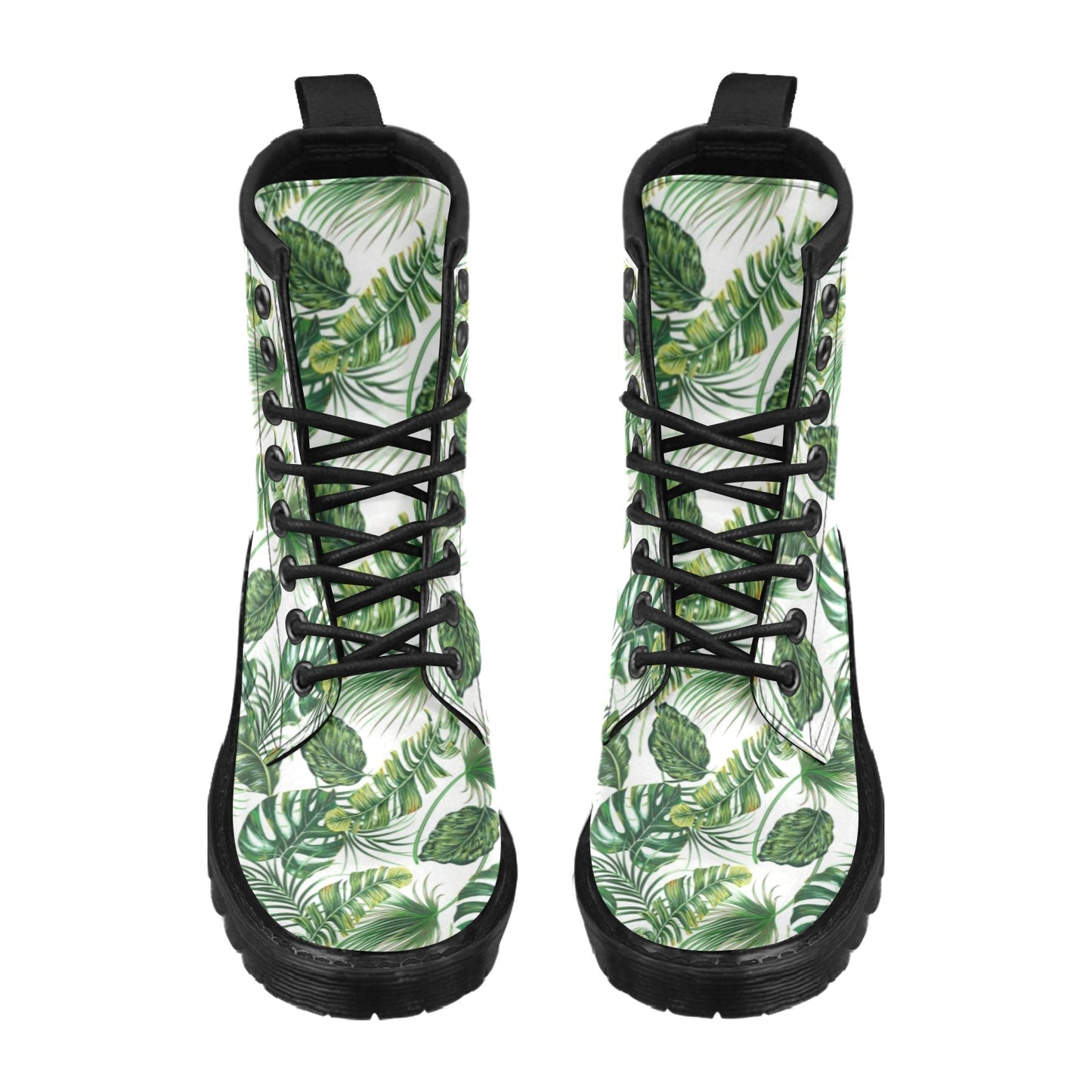 Green Pattern Tropical Palm Leaves Women's Boots