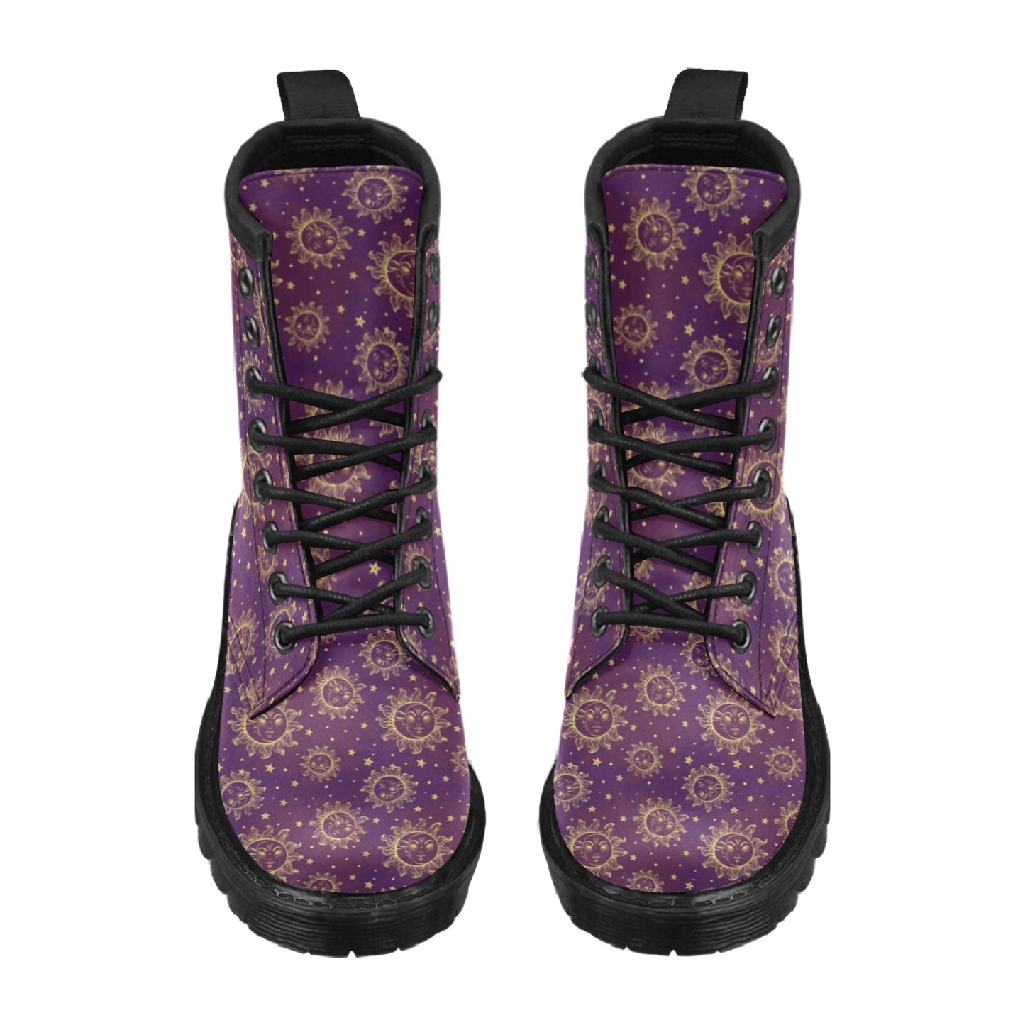 Sun Moon Star Design Themed Print Women's Boots