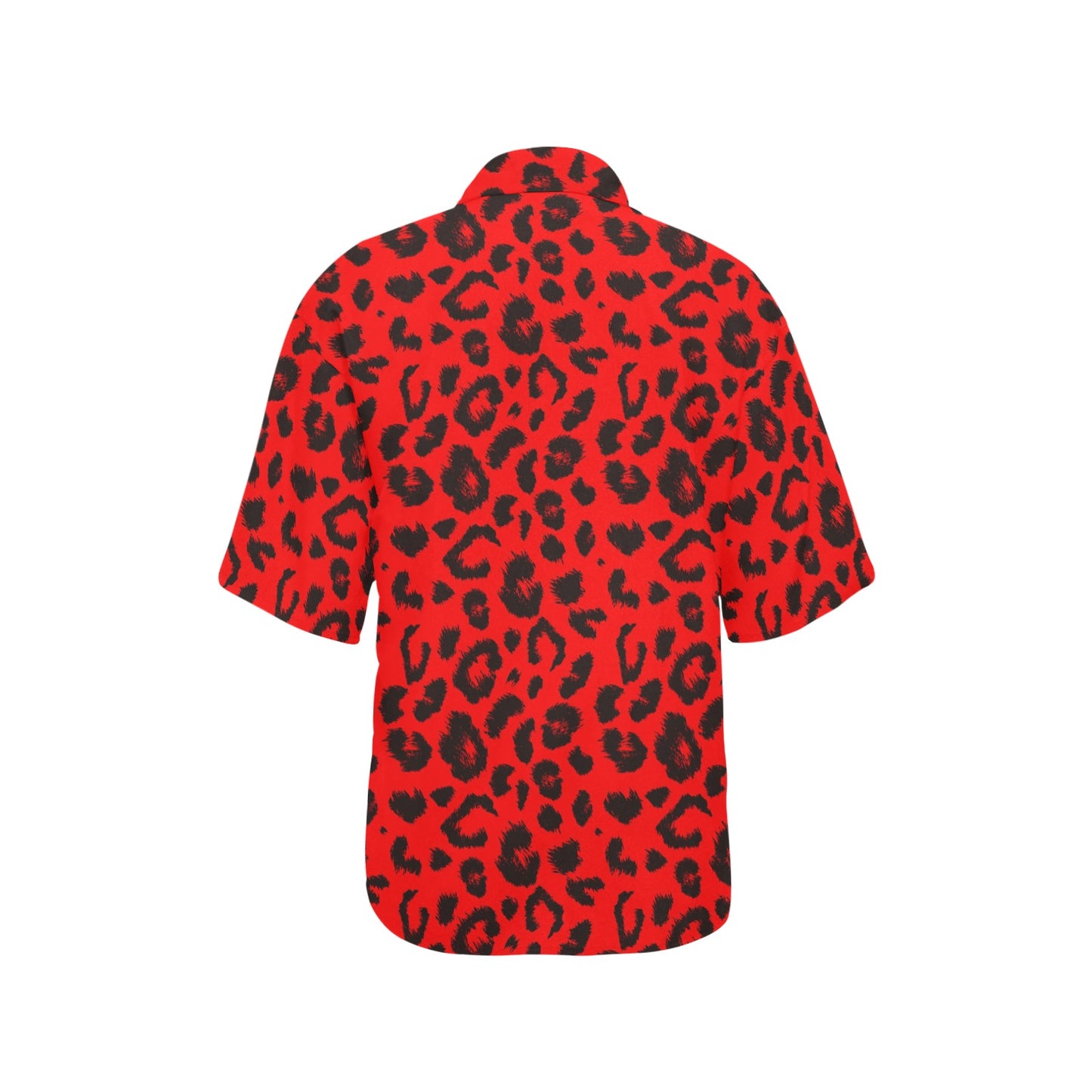 Leopard Red Skin Print Women's Hawaiian Shirt