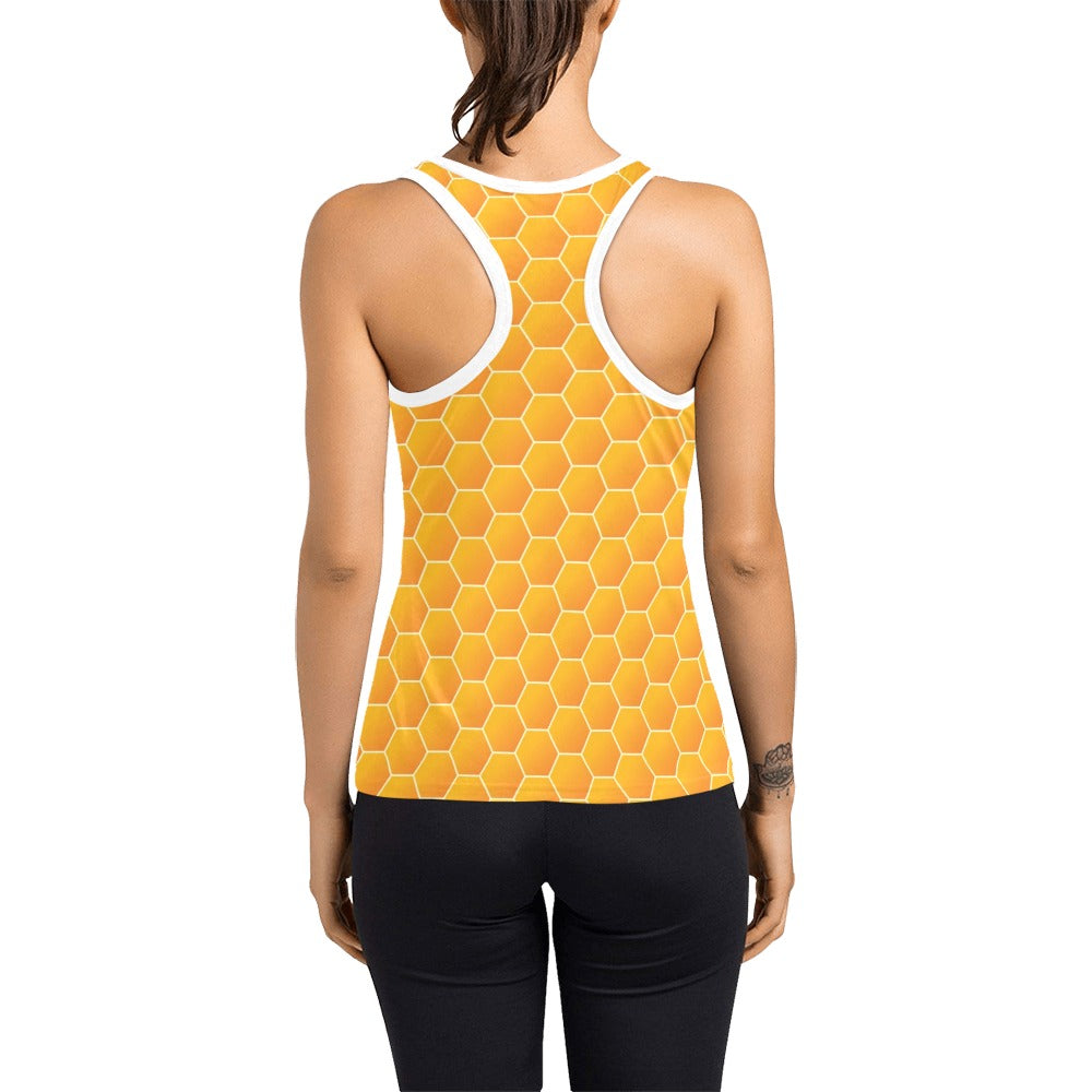 Honey Bee Honeycomb Print Design LKS3011 Women's Racerback Tank Top