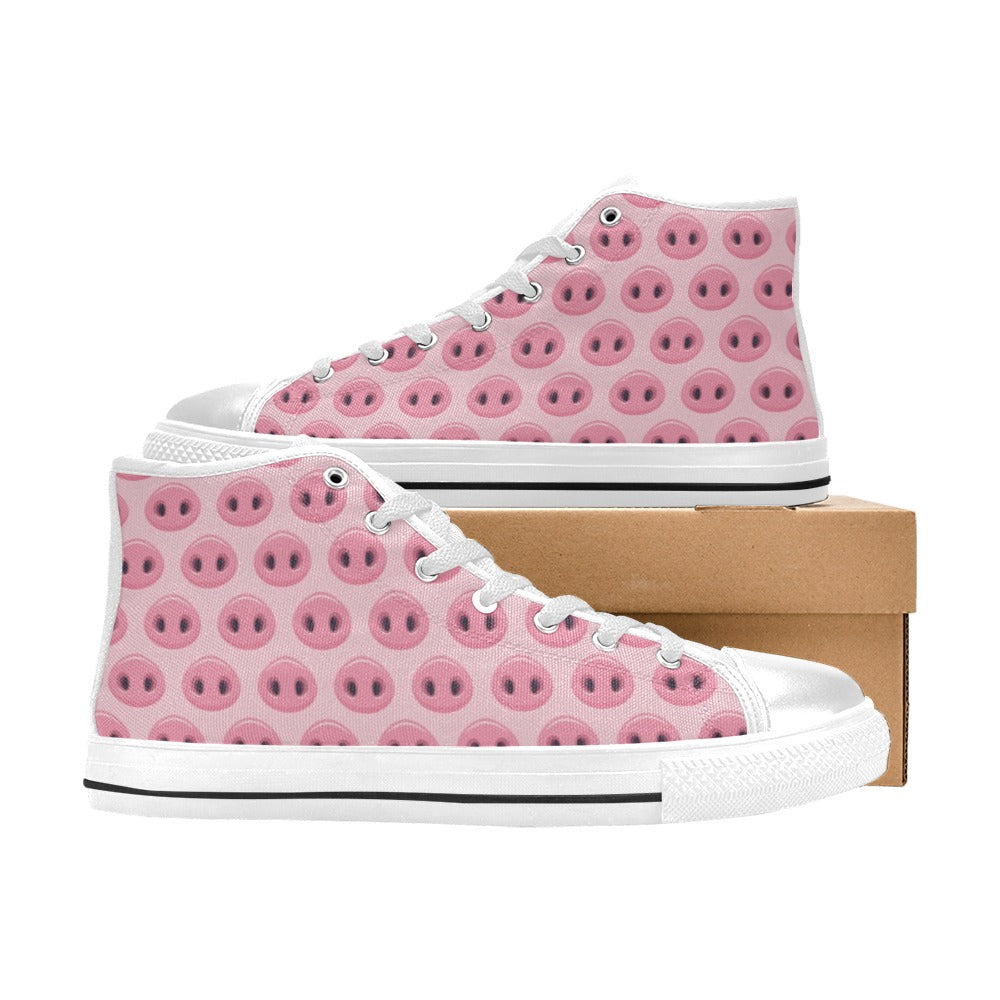 Pig Print Design LKS401 High Top Women's White Shoes