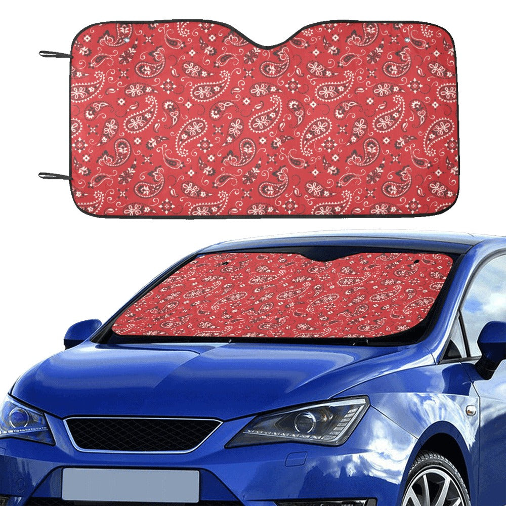 Bandana Paisley Red Print Design LKS3011 Car front Windshield Sun Shade