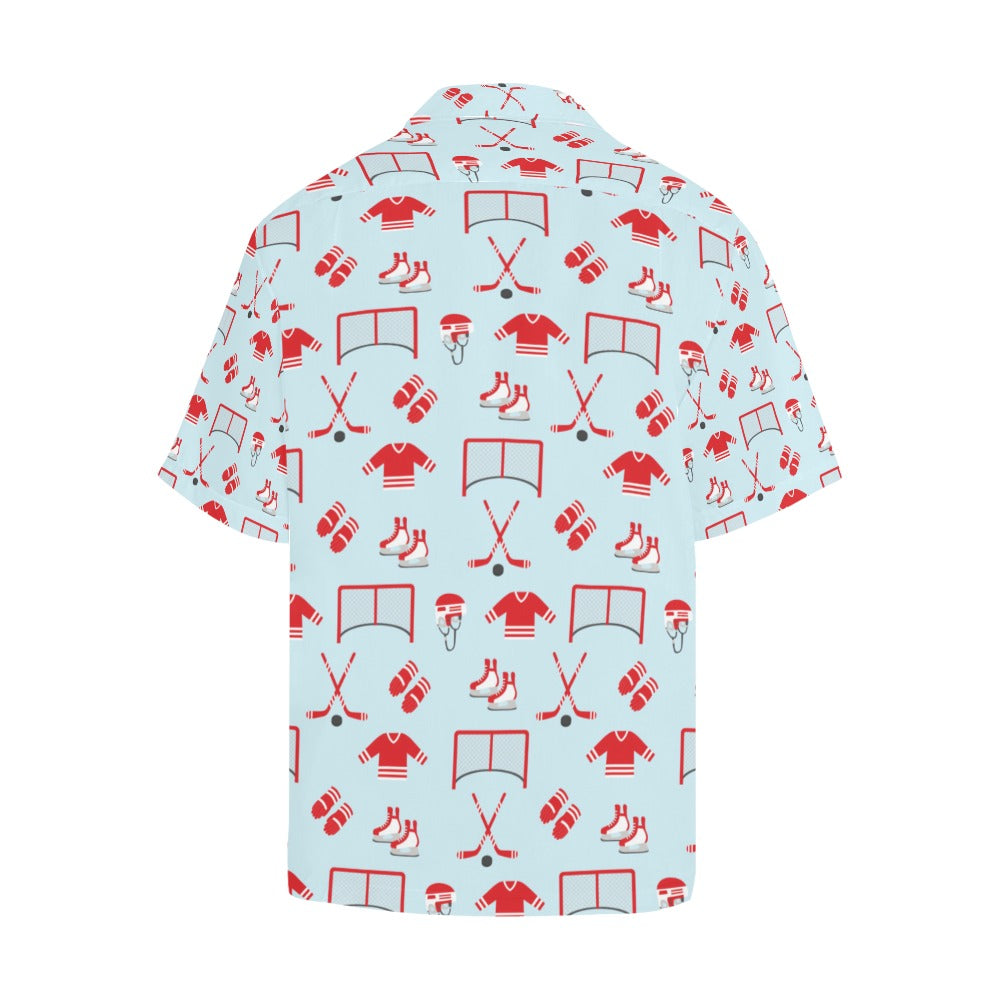 Hockey Red Equipment Print Design LKS305 Men's Hawaiian Shirt