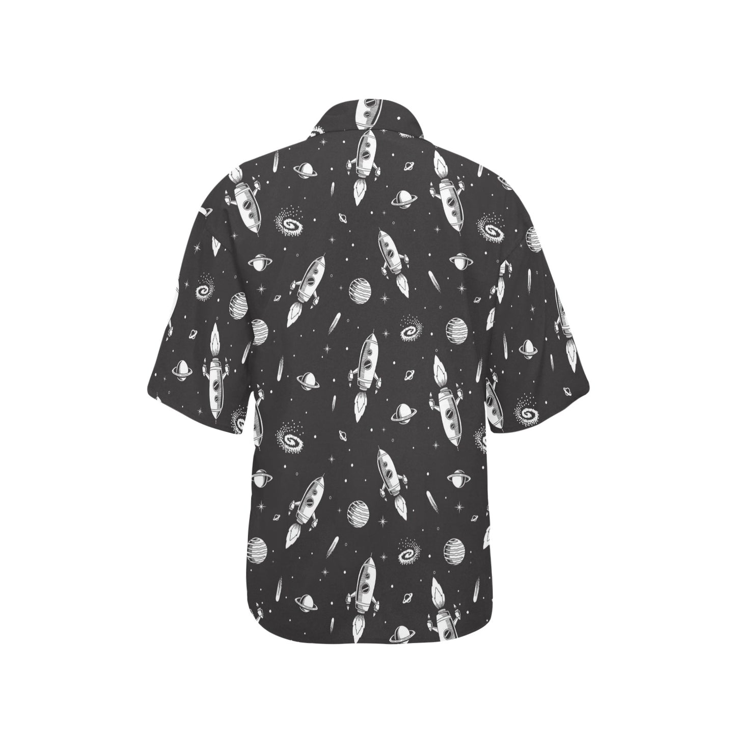 Space Rocket Print Design LKS303 Women's Hawaiian Shirt