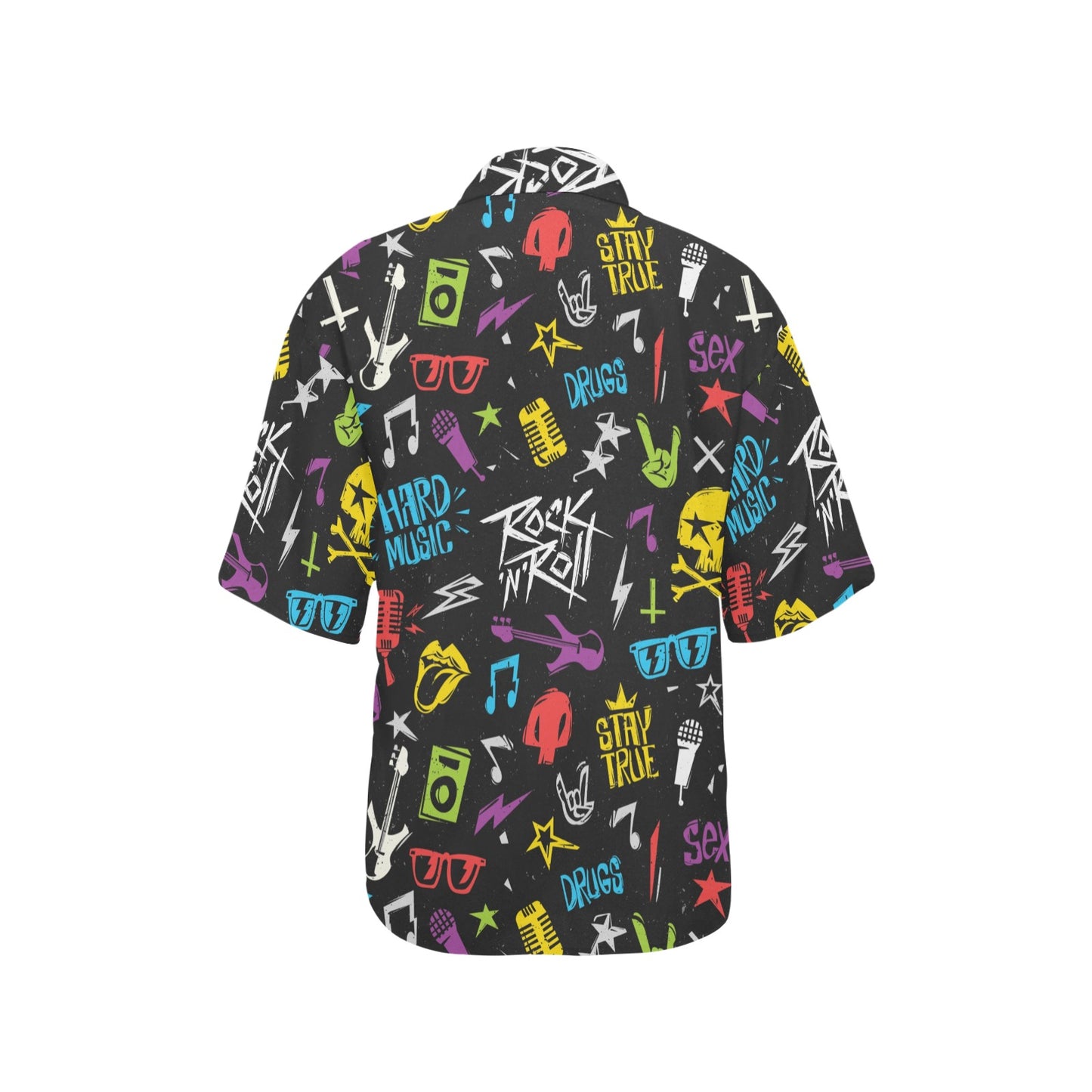Rock and Roll Pattern Print Design A02 Women's Hawaiian Shirt