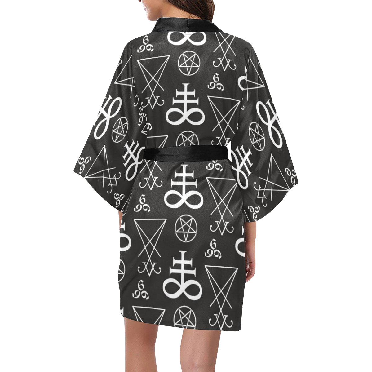 Pentagram Pattern Print Design A04 Women's Short Kimono