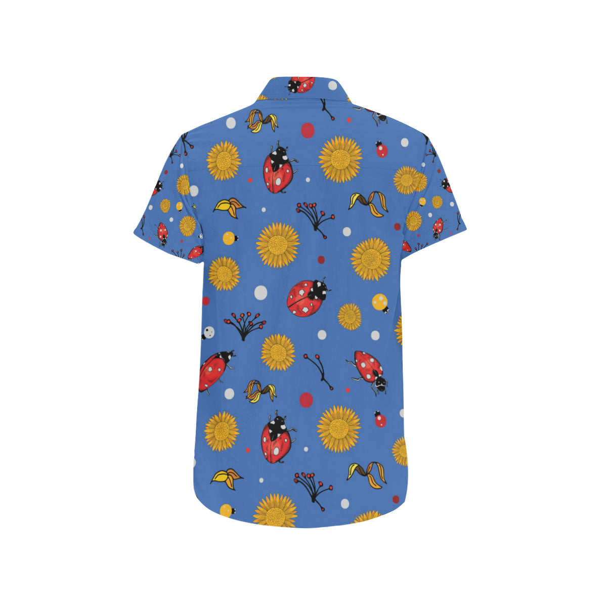 Ladybug Pattern Print Design 05 Men's Short Sleeve Button Up Shirt
