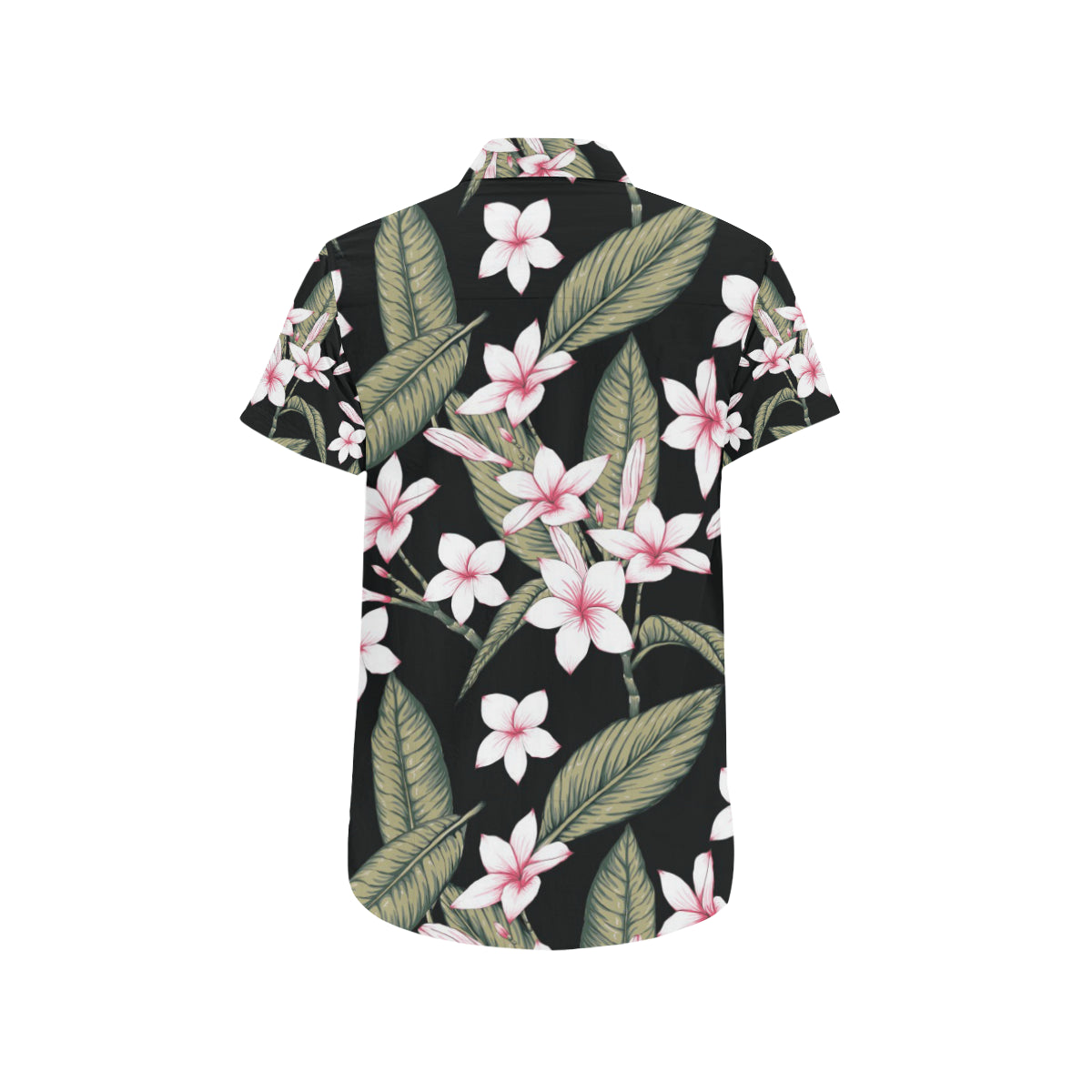 Plumeria Pattern Print Design PM021 Men's Short Sleeve Button Up Shirt