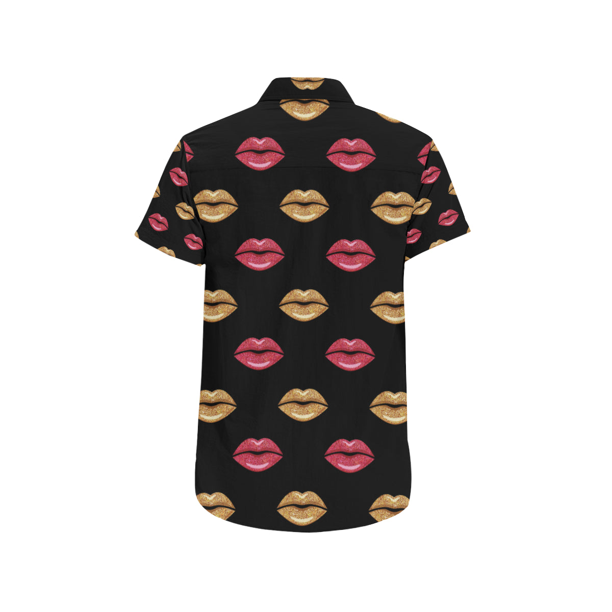 Lip Pattern Print Design 03 Men's Short Sleeve Button Up Shirt