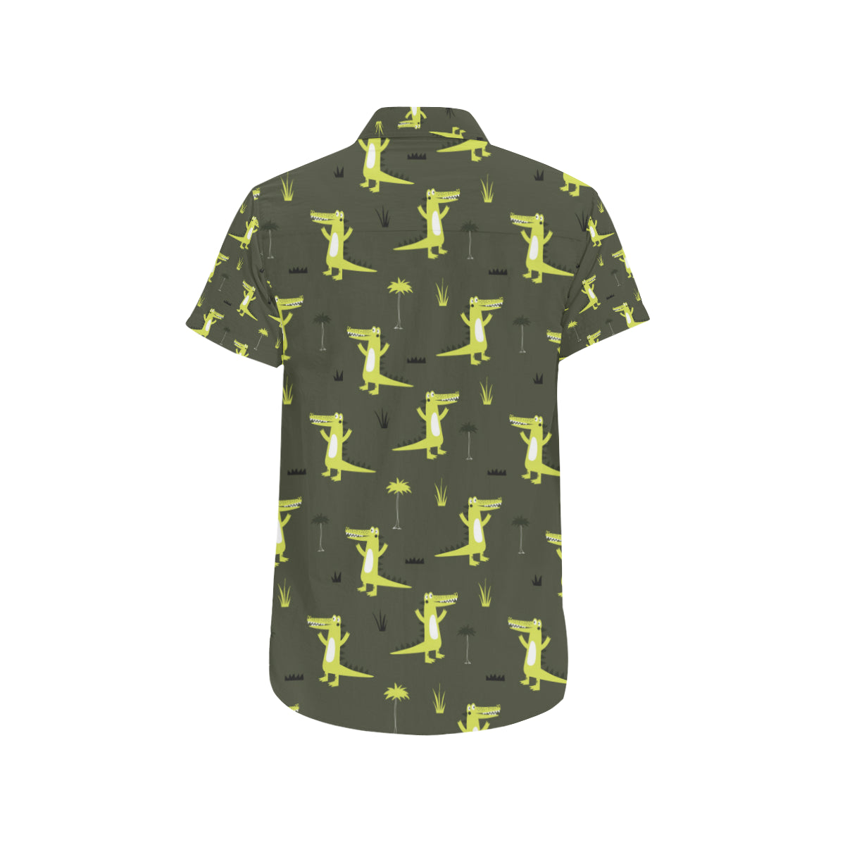 Alligator Pattern Print Design 05 Men's Short Sleeve Button Up Shirt