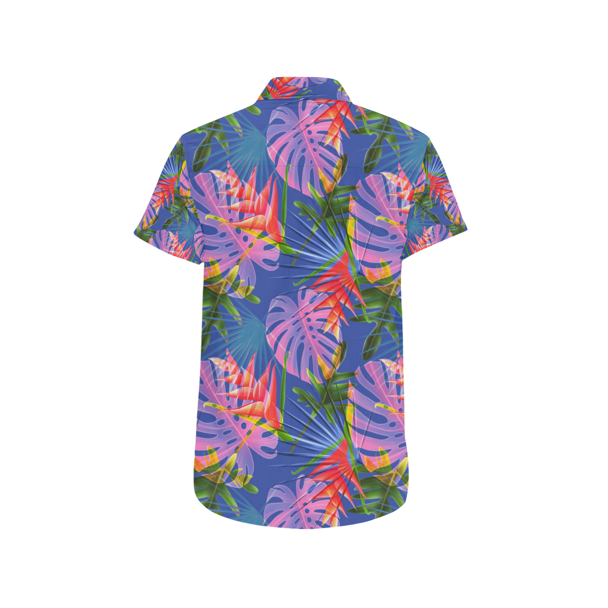 Tropical Flower Pattern Print Design TF025 Men's Short Sleeve Button Up Shirt