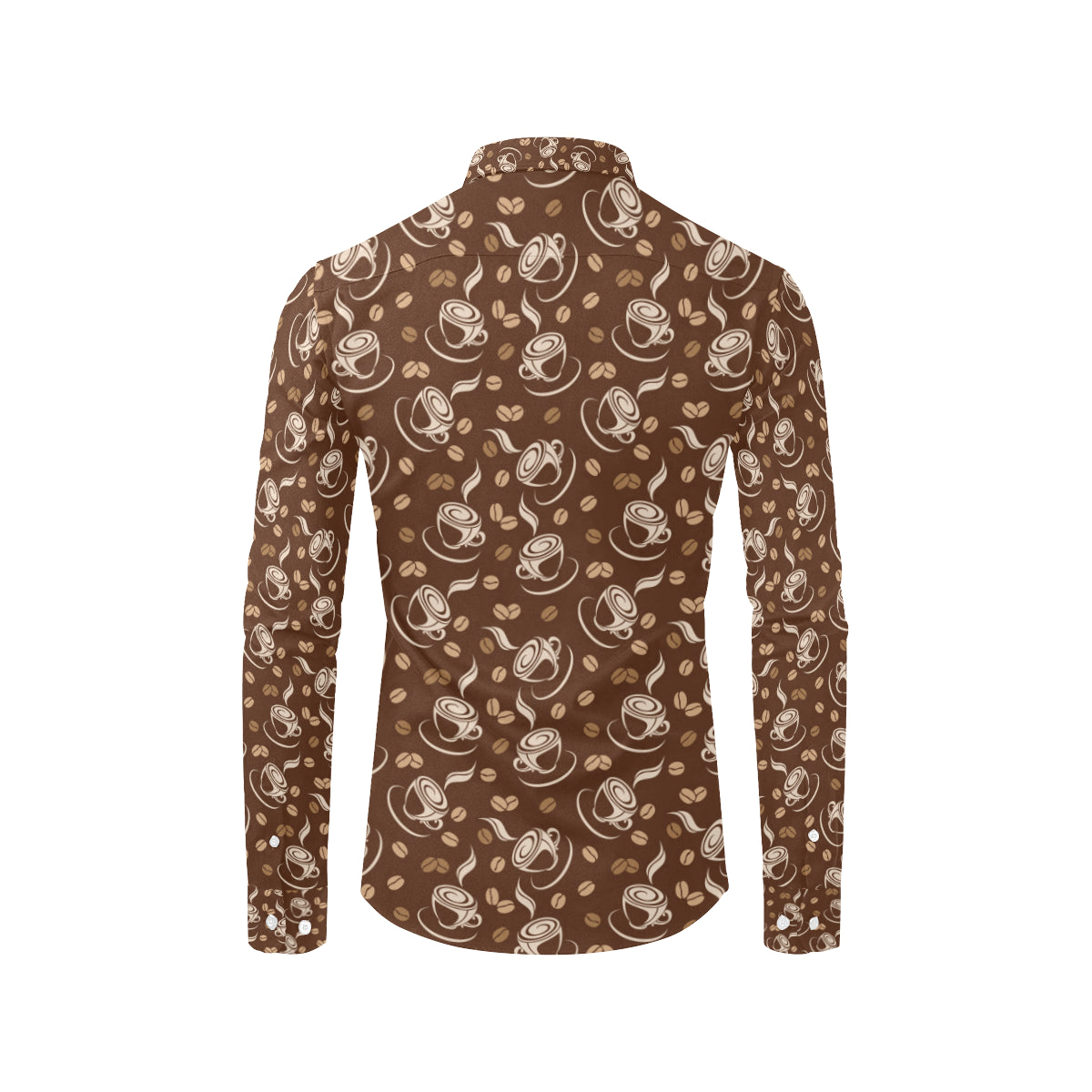 Coffee Pattern Print Design 03 Men's Long Sleeve Shirt