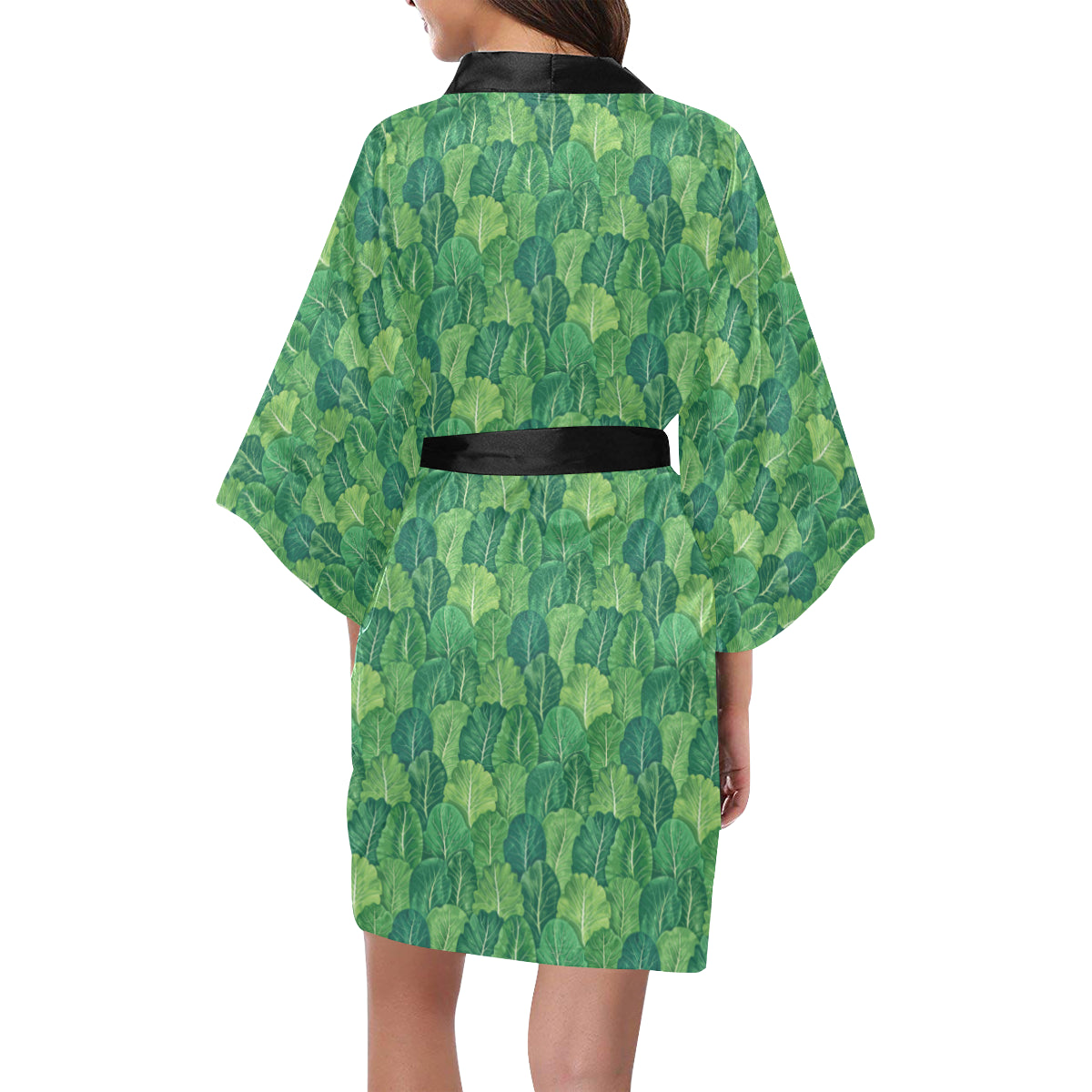 Cabbage Pattern Print Design 02 Women's Short Kimono