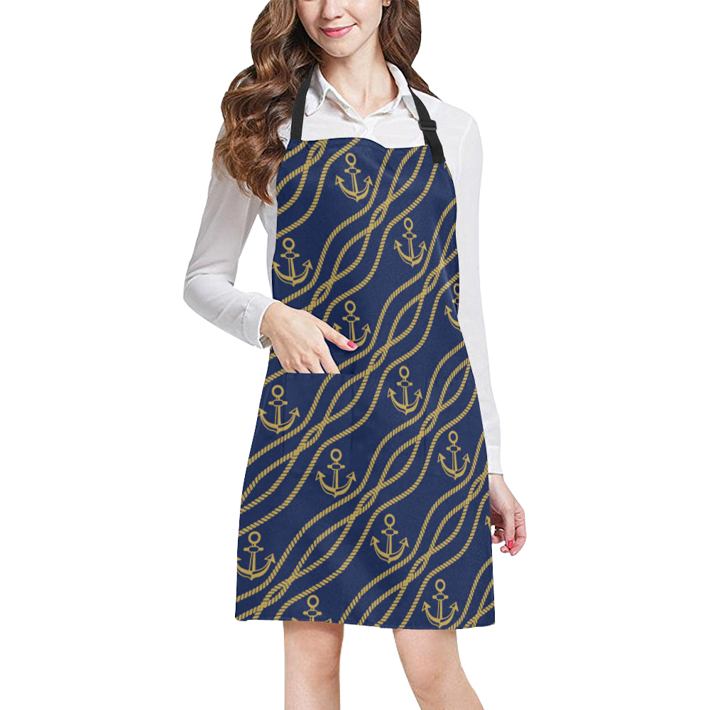 Nautical Anchor Rope Pattern Apron with Pocket