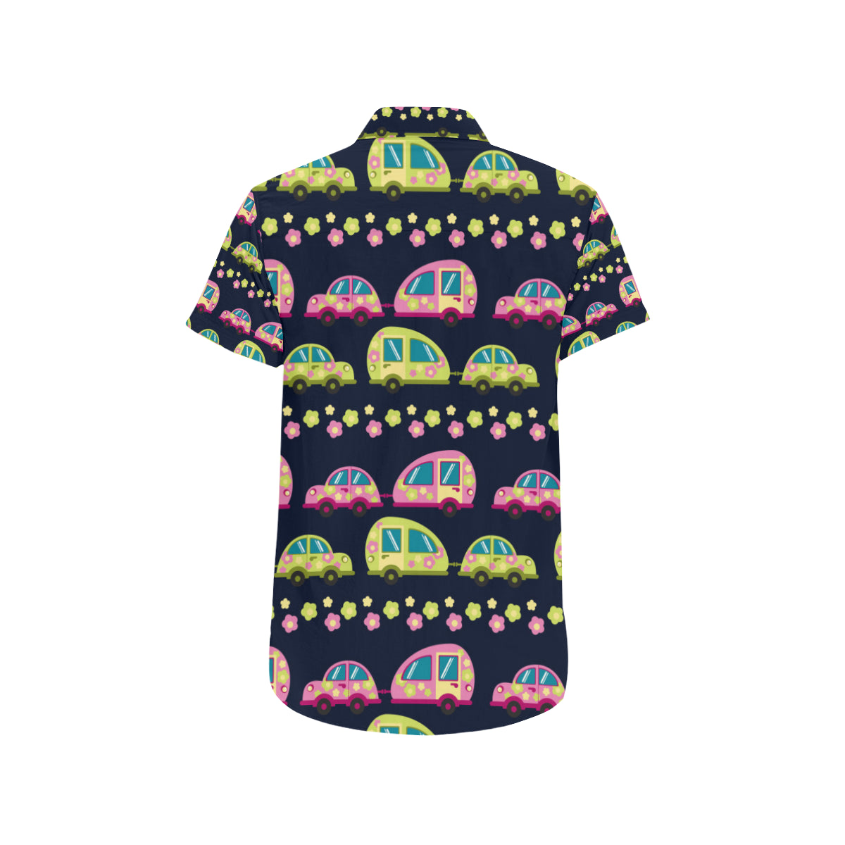 Camper Cute Camping Design No 3 Print Men's Short Sleeve Button Up Shirt