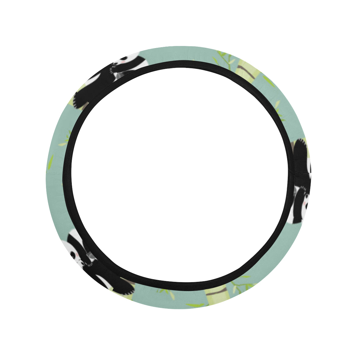 Panda Pattern Print Design A03 Steering Wheel Cover with Elastic Edge