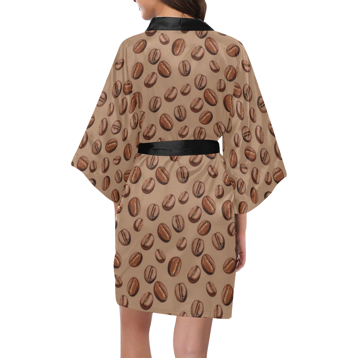 Coffee Pattern Print Design 07 Women's Short Kimono