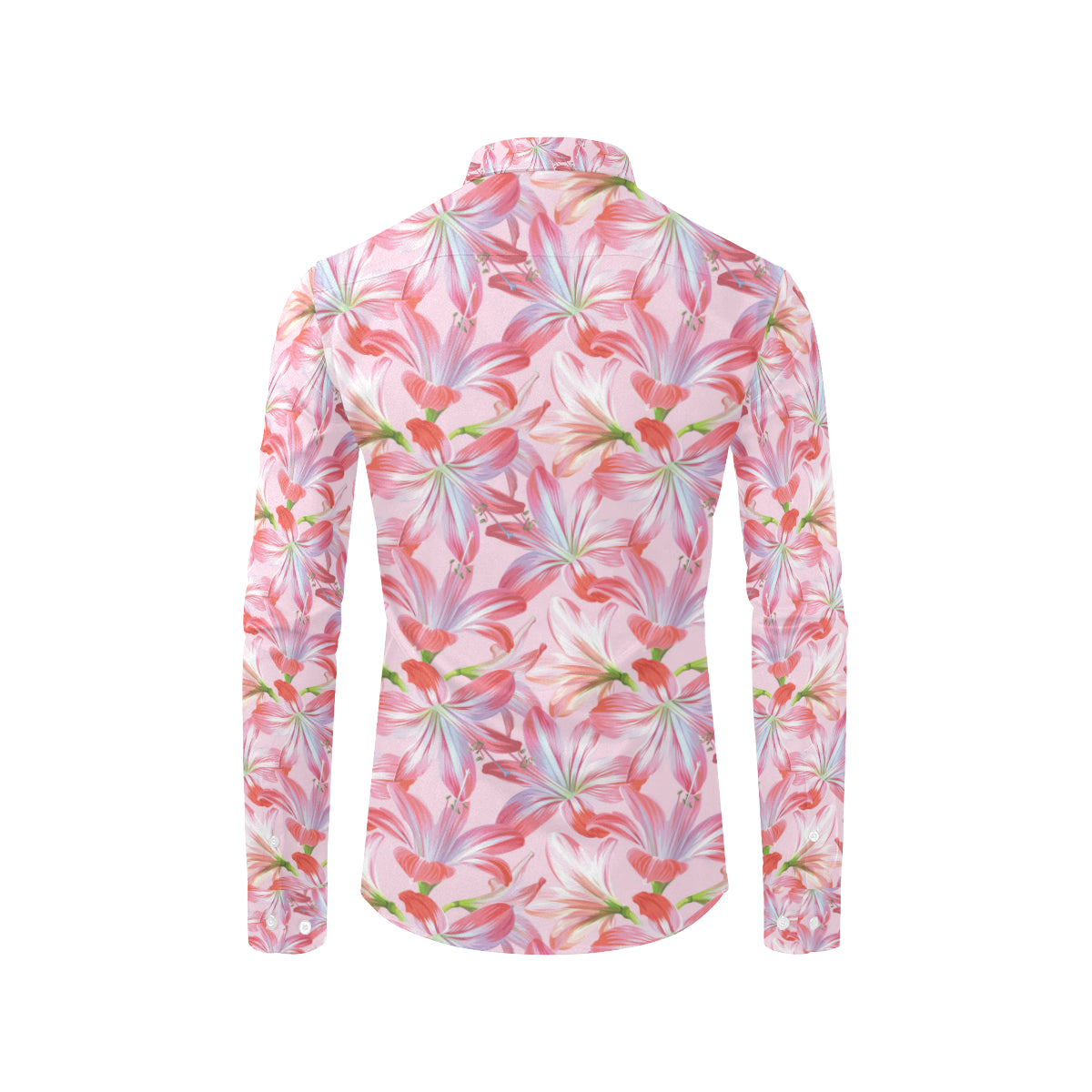 Amaryllis Pattern Print Design 02 Men's Long Sleeve Shirt