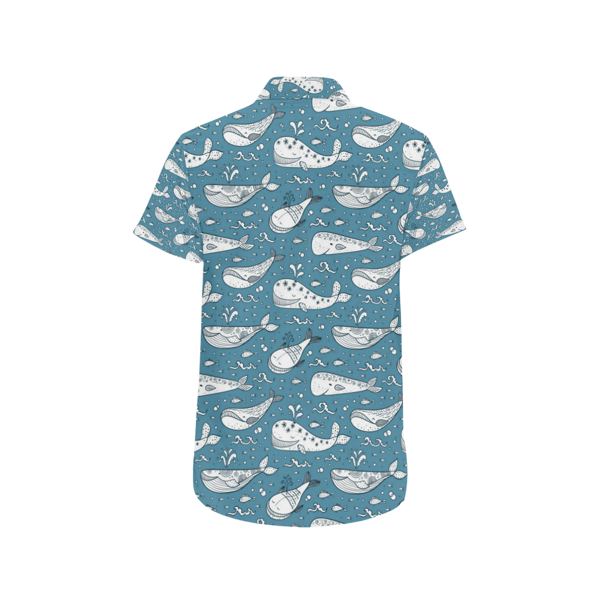 Humpback Whale Pattern Print Design 03 Men's Short Sleeve Button Up Shirt