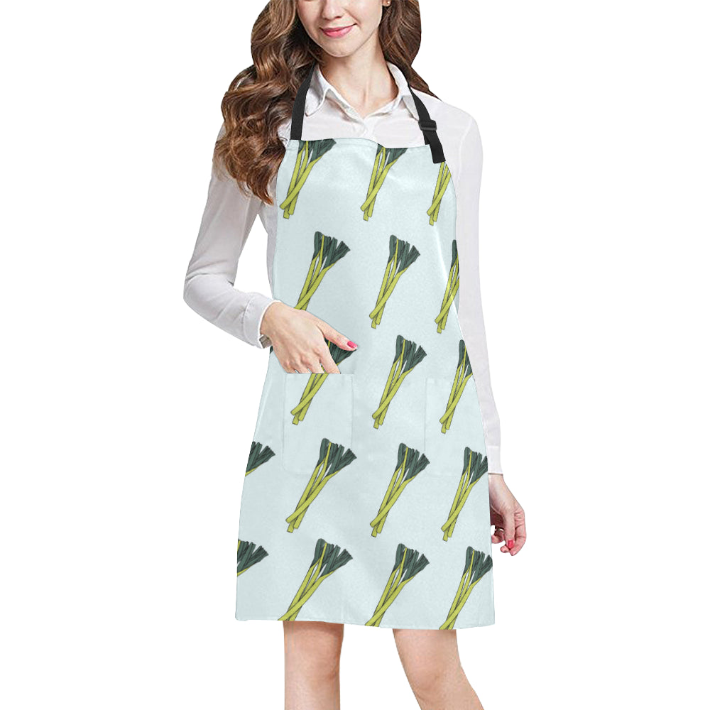 Leek Pattern Print Design 03 Apron with Pocket