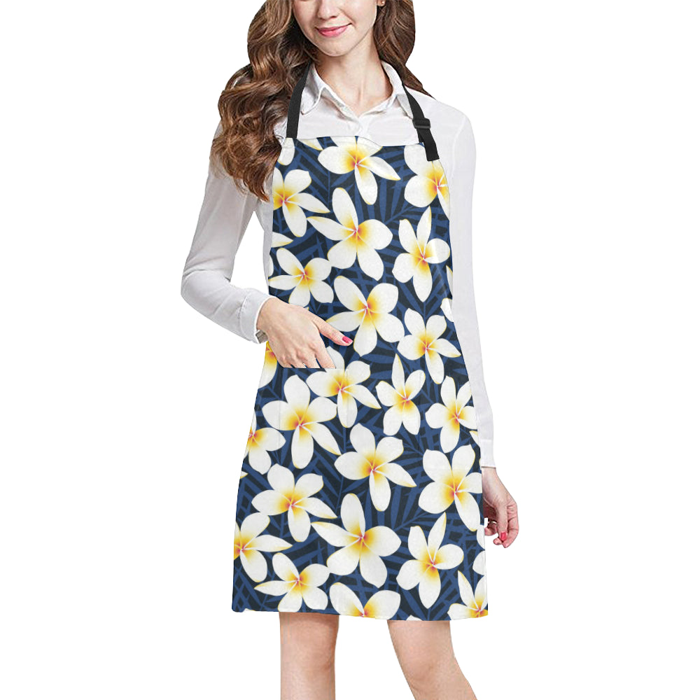 Plumeria Pattern Print Design PM026 Apron with Pocket
