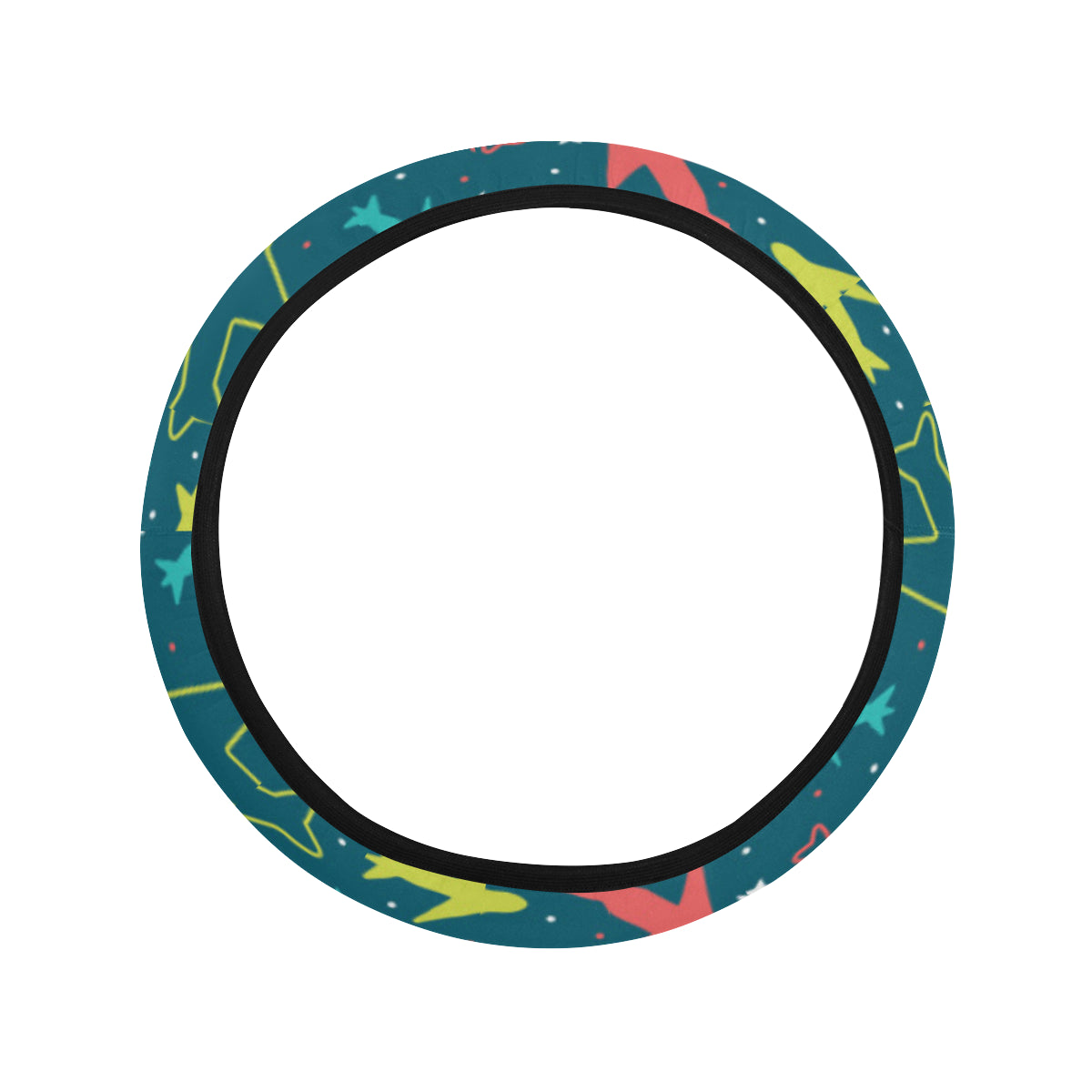 Airplane Pattern Print Design 05 Steering Wheel Cover with Elastic Edge