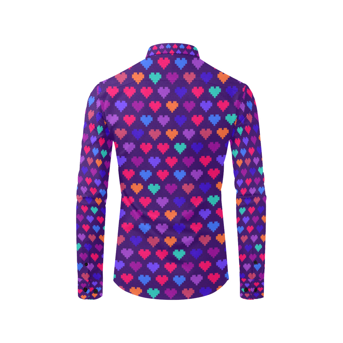 Heart Pixel Pattern Print Design HE03 Men's Long Sleeve Shirt
