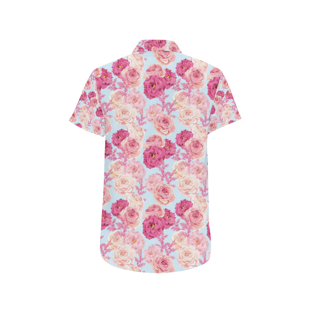 Lisianthus Pattern Print Design LT05 Men's Short Sleeve Button Up Shirt