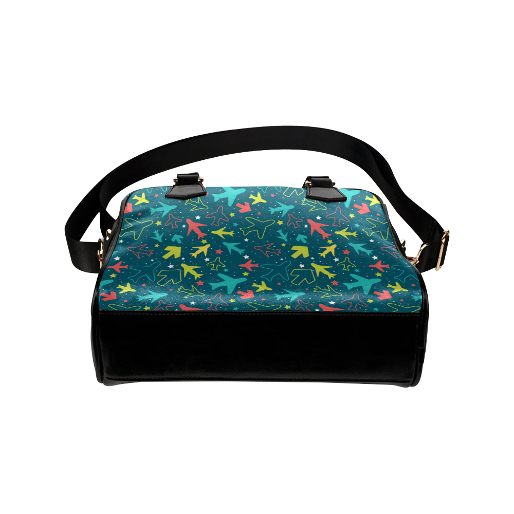 Airplane Pattern Print Design 05 Shoulder Handbag