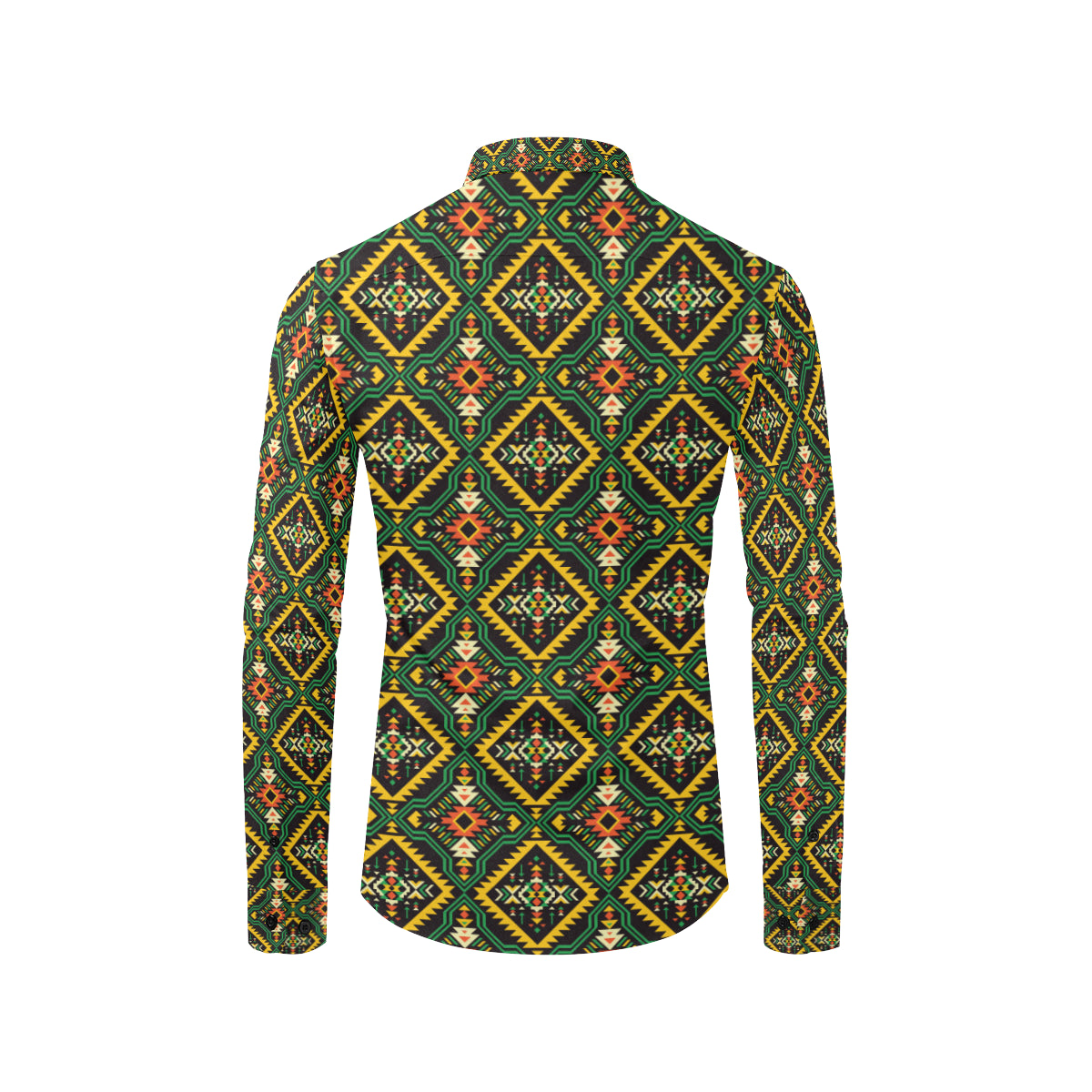 Kente Green Design African Print Men's Long Sleeve Shirt